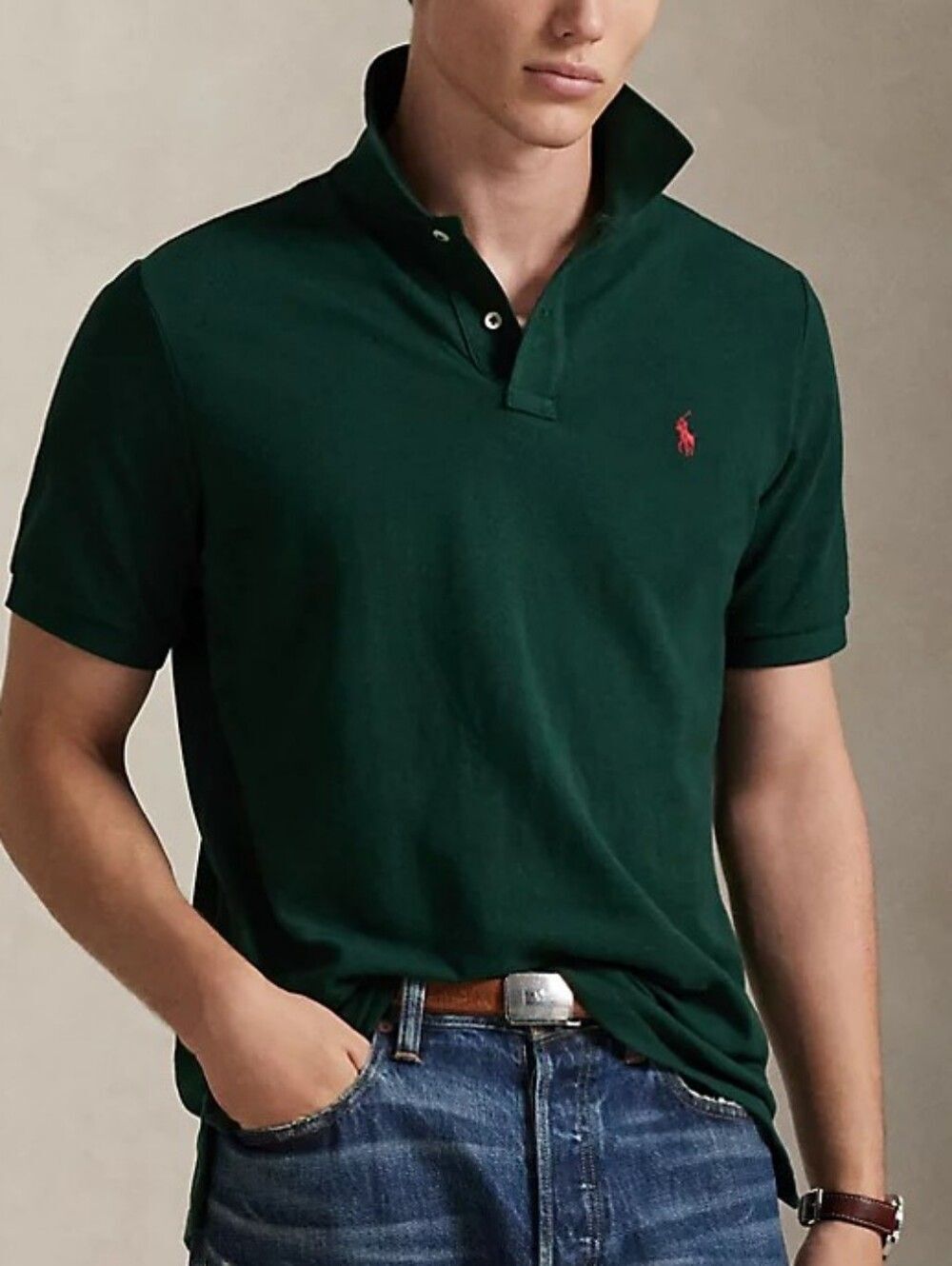 Polo Ralph Lauren Men’s Dark Green Red Pony Preppy Iconic Mesh Polo Shirt XL